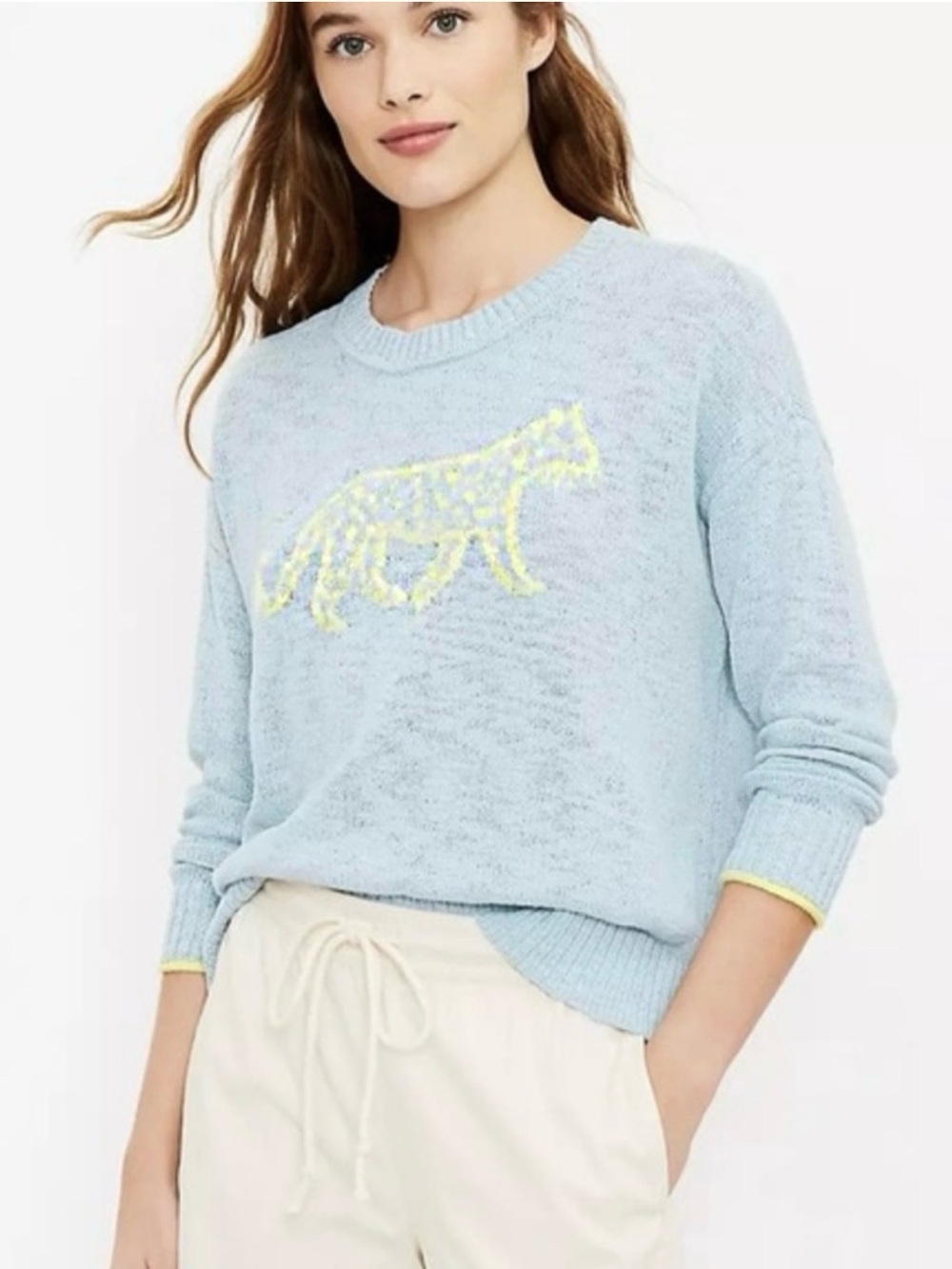 Lou & Grey Leopard Knit Sweater Feline Cat Sweater